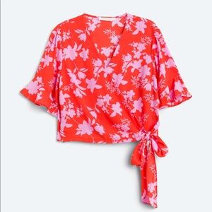 NWT - Lush Damaris Wrap Top - Red Floral - Size Small